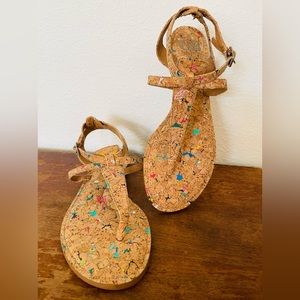 GIANNI BINI Thong Sandals Cork w/ Color Flecks size 9